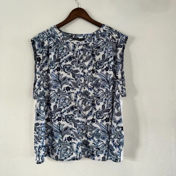Zac & Rachel Boho Blue Floral Paisley Top Relaxed Fit Plus 3X #1835048A NEW - Picture 10 of 12